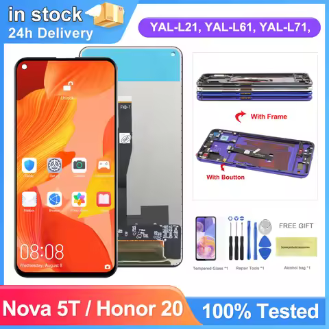 6.26" Screen for Huawei Nova 5T Nova5T LCD Display Touch Screen Digitizer with Frame Assembly for Ho