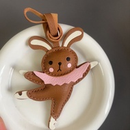 Handcrafted Leather Ballet Rabbit Bag Charm - Bunny Bag Charm & Leather Bag Charm & Cute Bag Charm