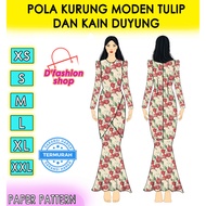 POLA BAJU KURUNG MODEN TULIP &amp; KAIN DUYUNG