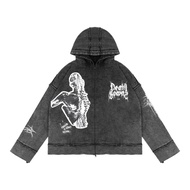 GRDT - Death Gowns Double Zipper Hoodie Crop Washing