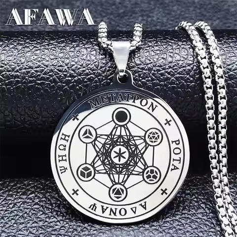 Stainless Steel Judaism Menorah Archangel Metatron Flower of Life Necklace Sacred Geometry Necklaces