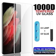 Galaxy S22 Ultra 5G UV 3D 鋼化膜玻璃保護貼 全屏全覆蓋全貼身 指紋解鎖通用 Compatible with in-Display Fingerprint Sensor, 3D Full Adhesive UV Glue Curved Edge to Edge Saver Case Friendly Full Coverage Tempered Glass Film Protective Cover Screen Protector For Samsung Galaxy