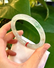 冰種 天然翡翠 緬甸 A玉 玉鐲 • 冰玻種花青翡翠圓鐲