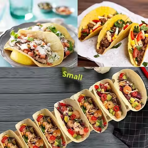 1Set Bamboo Taco Holders Holds 8 Tacos Each Taco Tray Multi-Use Food Stands Hard Shell Tacos Rack Ou