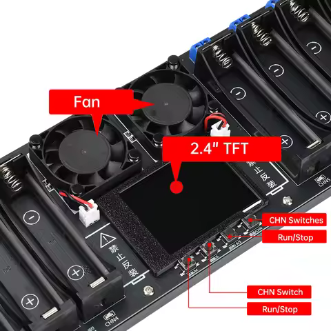 8 Channel 18650 Lithium Battery Capacity Tester Module MAh MWh Digital Battery Power Detector Tester