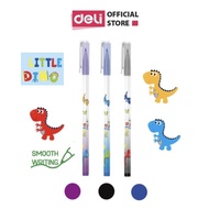 COMBO of 2 Deli G30 Little Dino Gel Ink Ballpoint Pens 0.5mm Nib and G35 Replacement Refill