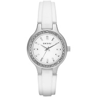 DKNY Quartz Analog Crystal Bezel White Silicone Watch #NY8144 (Women Watch)
