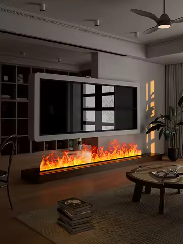 Flame Electric Fireplace Modern 3D Flame Electric Fireplace Water Steam Atomized Humidifier App Cont