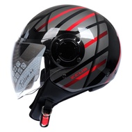 ZEUS ZS 217 P.BLACK BN2 RED GLOSSY RETRO DOUBLE VISOR