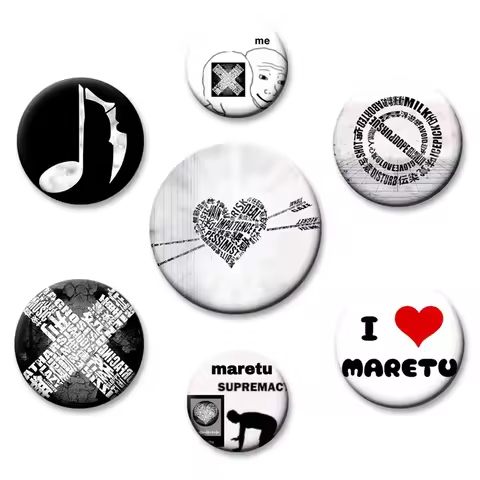 58mm Creative Pins I Love Maretu Heart Soft Button Badges Musical Note Brooch Dark Gothic Badge Fans