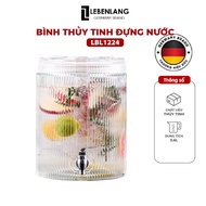 Lebenlang LBL1224 5.6L Glass Bottle with Stainless Steel Faucet, Bow-shaped Lid, Embossed Striped De