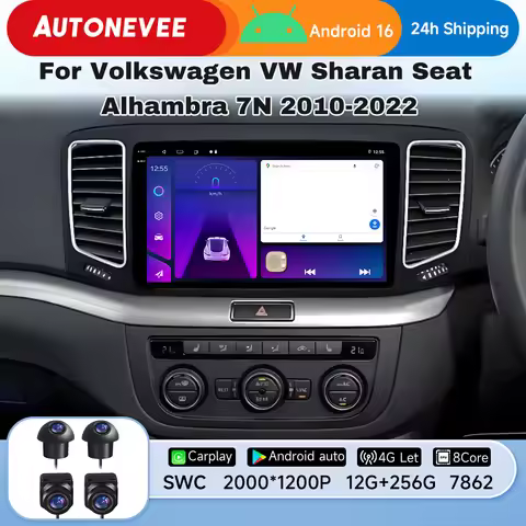 Car Radio For Volkswagen VW Sharan Seat Alhambra 7N 2010-2022 Android Auto Multimedia Player Head Un