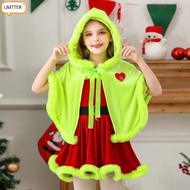 UMTTER Grinch Cloak Tank Dress, Girls Fancy Dress Grinch Christmas Elf Costume,  Xmas Suit Dress Up 