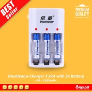 Doublepow DP-B33 Battery Charger 3 slots for AA/AAA with 3 PCS AA Battery 1200mAh
