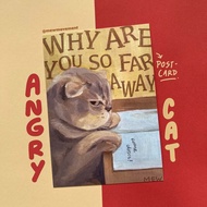 Angry Cat Postcard, Cute Relatable Kitty, Hand Painted Print Home Wall Decor, Greeting Card, Long Di