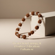 Rudraksha & Clear Quartz Bracelet – Natural Accessories with Spiritual & Positive Meaning