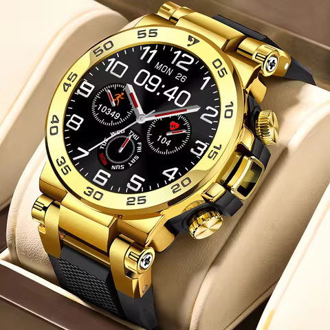 LIGE Smartwatch Military Men 360*360 HD Screen Flashlight Health Monitor IP68 Waterproof Heart Rate 