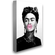 Frida Chewing Bubble Gum Canvas Illustration Printed Photo Frida Kahlo Decor Mexican Artist Frida Pr