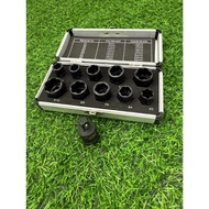 NASHI Block For Removing Broken Nut Head Threads 10-Piece Set (9-19mm) With Black Reducer Size 4 Inc