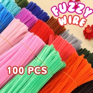 Fuzzy Wire Chenille Stems Handicraft Material 100Pcs Plush Tube DIY Kids Toy Twisted Stick