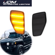 For Hummer H3 H3T Triple-Row LED Strip Front Fender Side Marker Lights Amber Turn Signal Light/Drivi