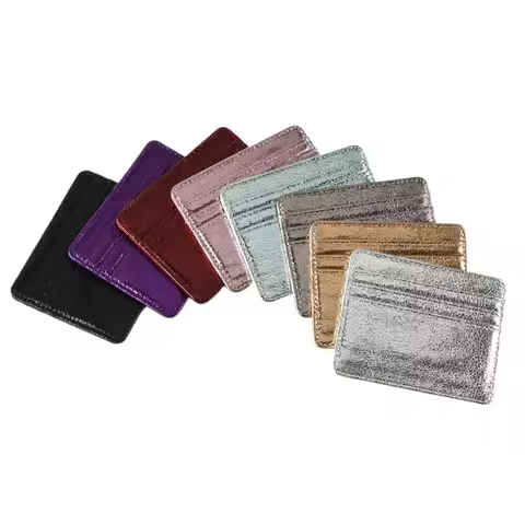 Ultra Thin Cards Bag Gold Silver Black Multi Slot Card Sleeve PU Leather Credit Card Holder Id Holde