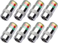 ANKI HAPPIGO 8Pcs 2.4Bar 32-to-35 PSI Tire Valve CapsTire Caps with Pressure Gauge with 3 Color Eye