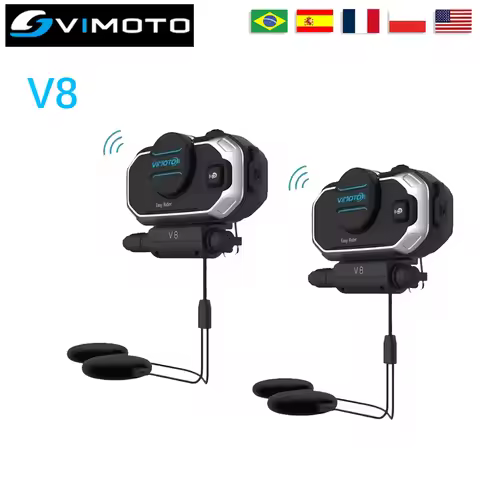 Vimoto V8 Motorcycle Helmet English Version Easy Rider Multifunctional Bluetooth Walkie Talkie Compa