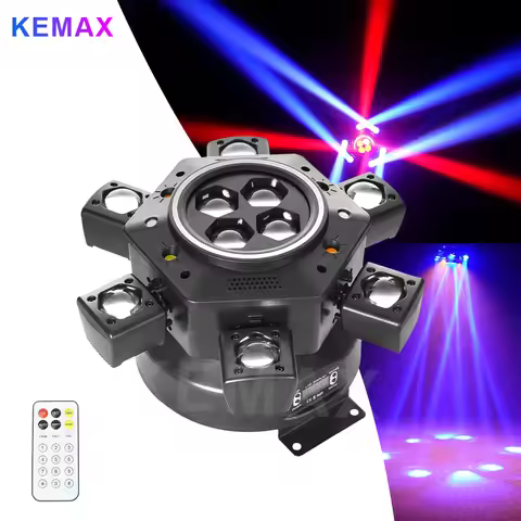 6-Arm Moving Head DJ Light 150W Remote Control Disco Party LED Beam Lights DMX512 Rotating Stage Eff