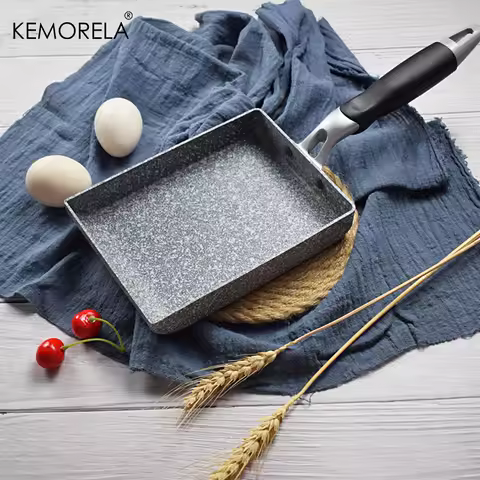 Japanese Medical Stone Frying Pan Tamagoyaki Omelette Black Non-Stick Pan Fry Egg Pan Pancake Kitche