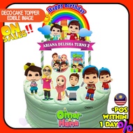[CUSTOM NAME] Happy Birthday Cake Topper Omar Hana Decoration Kek Printable Set Siap Nama Party Majl