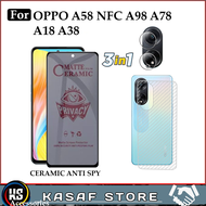 3IN1 ANTI GORES HP OPPO A98 A78 A18 A38 A58 4G NFC ANTI GORES CERAMIC MATTE ANTI SPY TEMPERED GLASS