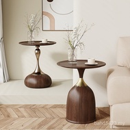 Round Mini Simple Coffee Table Walnut Table Round Color Side Table Luxury KG8T