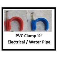 ▨Pvc Clamp 1/2" (Per Pack) Pvc Orange Electrical Pipe Clamp / Pvc Blue Water Pipe Clamp