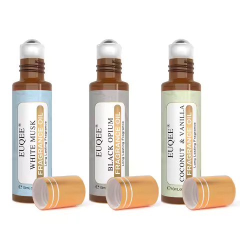 EUQEE 3PCS Fragrance Oils Roll-On Long Lasting Scent Coconut & Vanilla White Musk Baby Powder Fresh