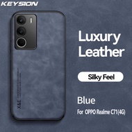 KEYSION เคสหนัง PU ย้อนยุคดูหรูหราสำหรับ Realme C71ซิลิโคนนิ่ม + ฝาหลังโทรศัพท์กันกระแทกสำหรับ OPPO 