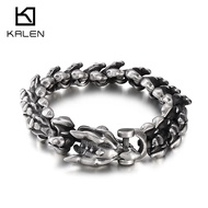 Kalen สร้อยข้อมือสัตว์หมาป่าไวกิ้ง10มม. สำหรับ316L สแตนเลสชายเครื่องประดับแนวพังก์โซ่มือสุดเท่