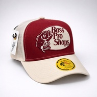 Bass Pro Shops Trucker Cap Net Cap A Frame Hat in Wine Cream Polycotton Adjustable Size 54cm to 62cm