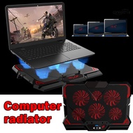 Laptop Cooling Pad 6 Silent Black Red LED Fans Powerful Airflow Adjustable Laptop Stand