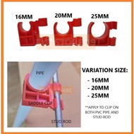 [10pcs] 16mm/20mm/25mm PVC CLIP SADDLE (For PVC PIPE + 8mm STUD ROD)