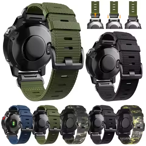 QuickFit Nylon 22mm 26mm Strap For Garmin Tactix 7 Pro AMOLED Delta Bravo Band For Quatix 7 7X 6 5 3