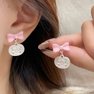 新中式国风粉色百搭寓意文字耳环S925银针文艺复古精致新年发财耳饰 New Chinese Style Chinese Style Pink All-Match Meaning Text Earrin