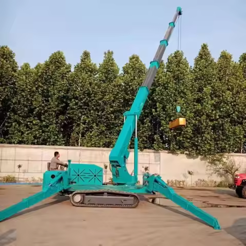 1ton 2ton 3ton Mobile Hydraulic Spider Crane Mini Crawler Spider Crane Remote Control with Man Baske