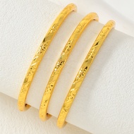 TEMU 3pcs Middle Eastern Saudi Arabian Style Gold-plated Yellow Stackable Clasp Bracelet, Ideal Gift