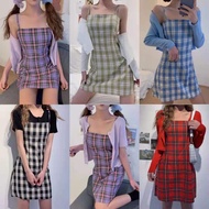 YUI Plaid Spaghetti Strap Dress Smooth Fabric (No Coat) 5610