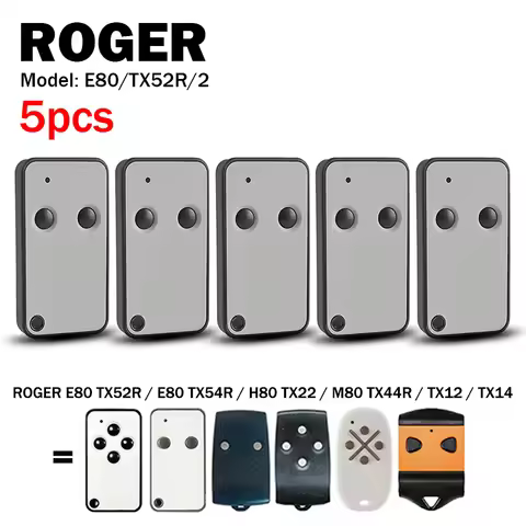 5pcs ROGER E80/TX52R/2 E80 TX52R Electric Gate Remote Control Clone ROGER H80 TX22 M80 TX44R 433.92M