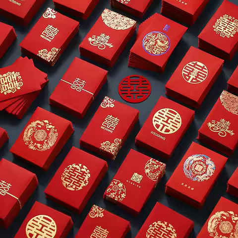 100pcs Red Envelopes Luck Money Bag Wedding Pocket Children Gifts Red Bags Traditional Gift Money En