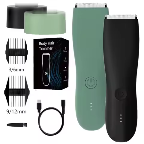 Body Hair Trimmer for Men Balls Waterproof Green Electric Shaver Trimmer Machine for Man Shaving Gro