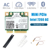 Thẻ Wifi Intel 1200 AC Không Dây 7260 Mbps 7260HMW Bộ Chuyển Đổi Bluetooth 2.4 Nửa Mini PCI-E 4.0G/5