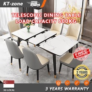 KT-zone Sintered Stone Dining Table Set Extendable Marble Long Table and Chair